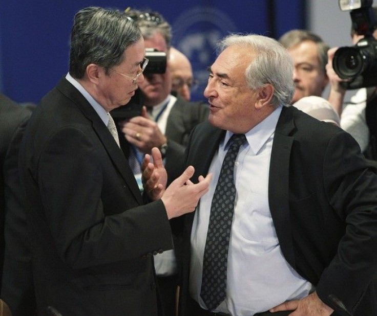 International Monetary Fund (IMF) Managing Director Dominique Strauss-Kahn (R) and Governor of People's Bank of China Zhou Xiaochuan seen in this file photo.