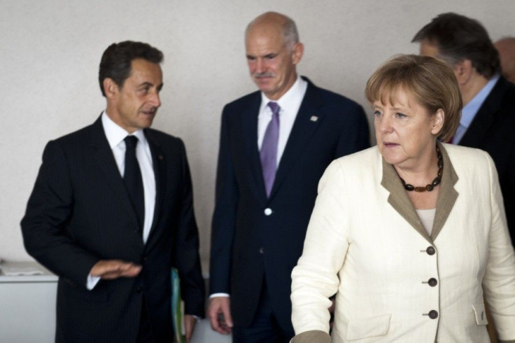 German Chancellor Merkel Greek Prime Minister Papandreou and French President Sarkozy