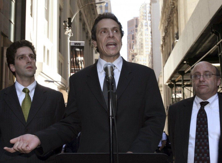 Andrew Cuomo and Benjamin Lawsky (L) 