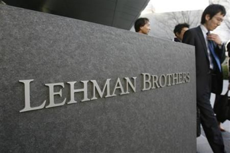 A logo of Lehman Brothers is seen outside its Asia headquarters in Tokyo