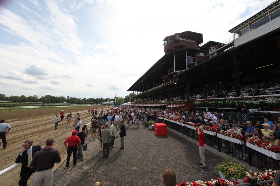 A view of the winners circle at the Saratoga Race Course on opening weekend.