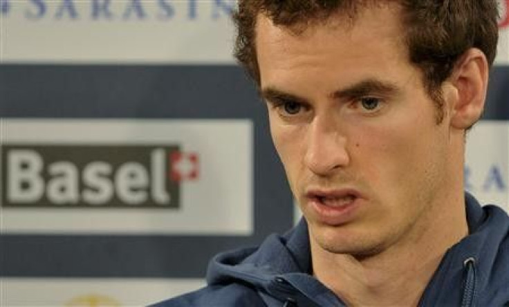 Britain&#039;s Andy Murray addresses a news conference at the Swiss Indoors ATP tennis tournament in Basel