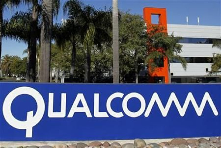 A Qualcomm sign is seen at one of Qualcomm&#039;s numerous buildings located on its San Diego Campus