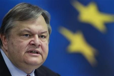 Greek Finance Minister Venizelos addresses journalists during a news conference in Athens