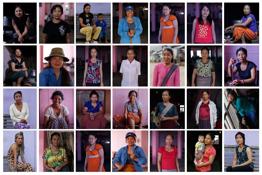 A combination picture shows 28 of the wives of Ziona at their residence in Baktawng village in the northeastern Indian state of Mizoram, October 7, 2011.