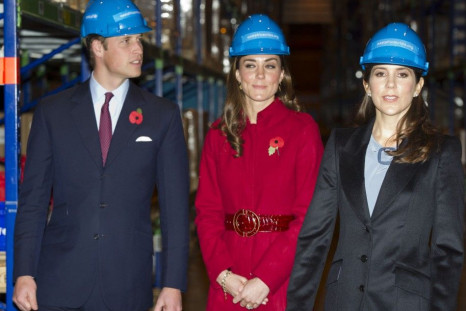 Britain's Prince William and Catherine, Duchess of Cambridge visit the UNICEF emergency supply centre with Denmark's Crown Princess Mary in Copenhagen