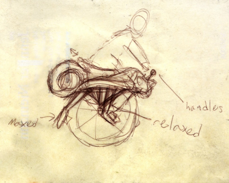 The original concept drawing of the RYNO motorized unicycle by Hoffmann&#039;s daughter Lauren.