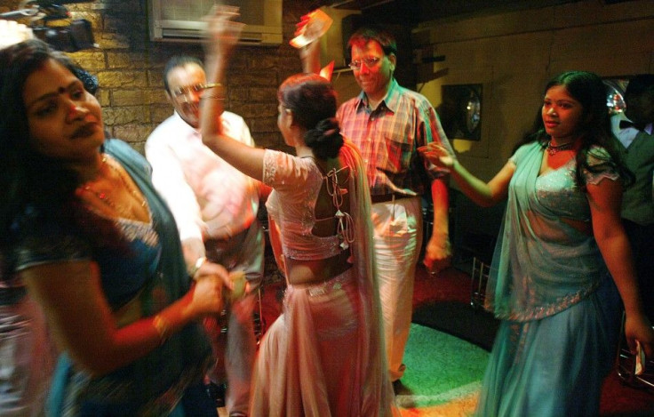 Indian bar girls perform at a dance bar in Bombay.