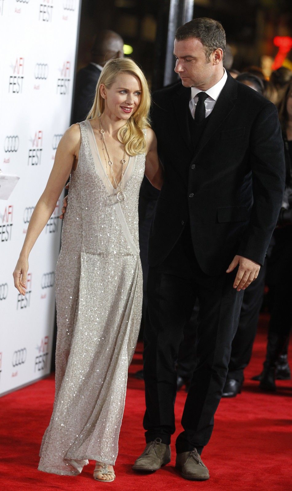 Actress Naomi Watts poses with boyfriend actor Liev Schreiber at the opening night gala for AFI Fest 2011 with the premiere of her new film film quotJ. Edgarquot directed by Clint Eastwood in Hollywood 
