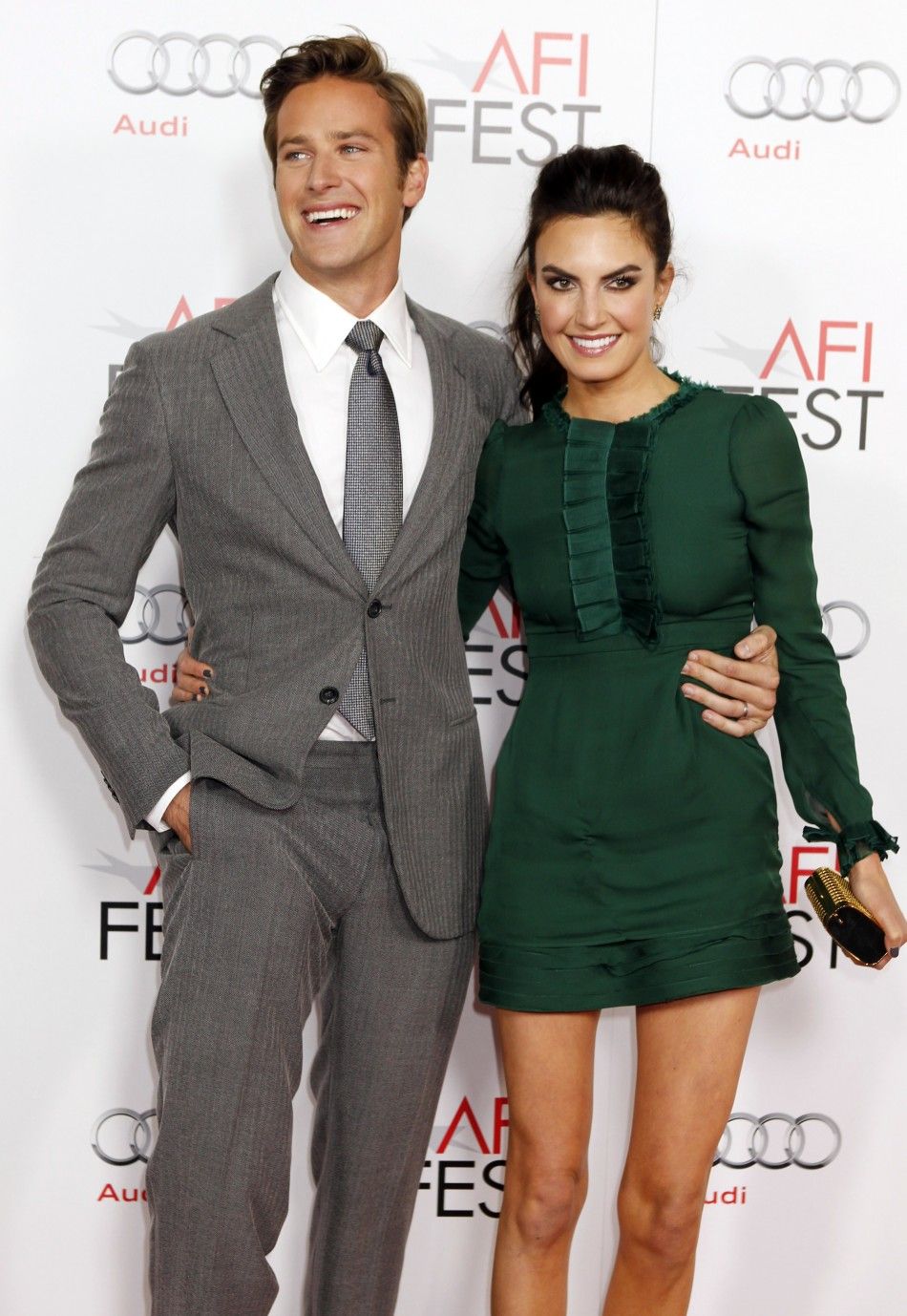 Actor Armie Hammer and wife Elizabeth Chambers pose at the opening night gala for AFI Fest 2011 with the premiere of his new film film quotJ. Edgarquot directed by Clint Eastwood in Hollywood 