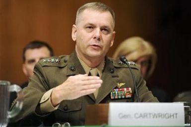 James Cartwright testifies at a hearing of the Senate Armed Services Committee on the situations in Iraq and Afghanistan, on Capitol Hill in Washington