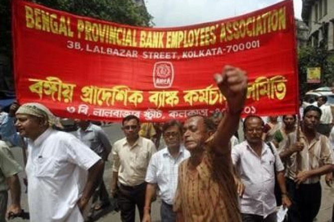 Indian Bank Workers On Strike