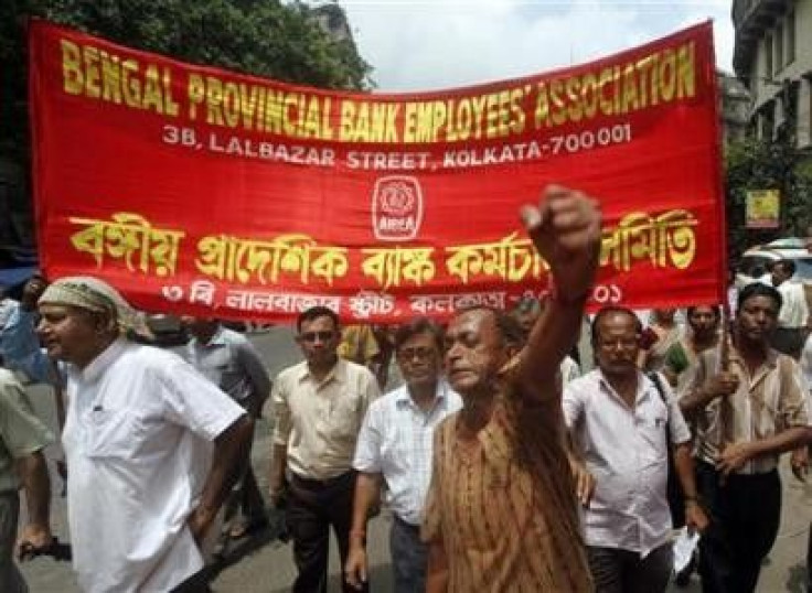 Indian Bank Workers On Strike