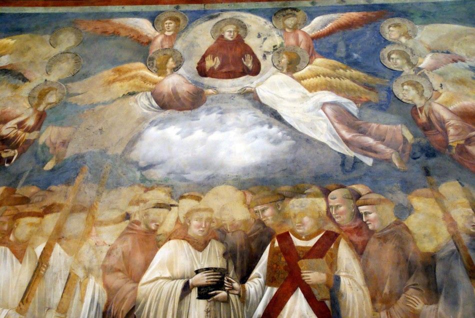 Handout of a detail of a fresco by Giotto in the Basilica of St Francis in Assisi