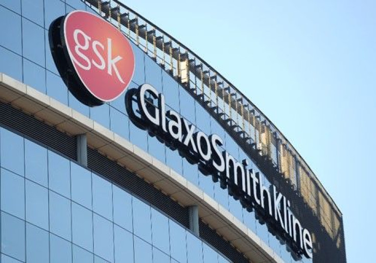 A GlaxoSmithKline logo is seen outside one of its buildings in west London