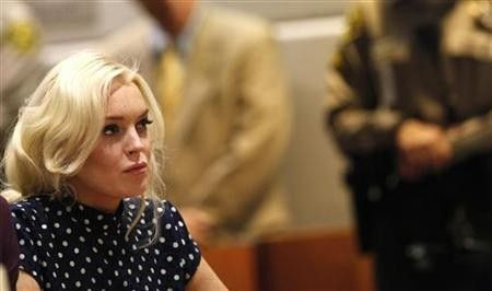 Actress Lindsay Lohan attends a probation violation hearing at Airport Branch Courthouse in Los Angeles