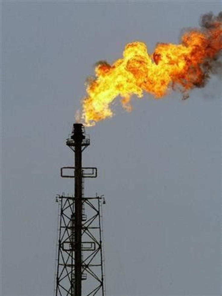 A tower of an oil refinery is seen in Venezuela 