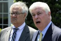 Dodd and Frank speak to the press at the White House in Washington
