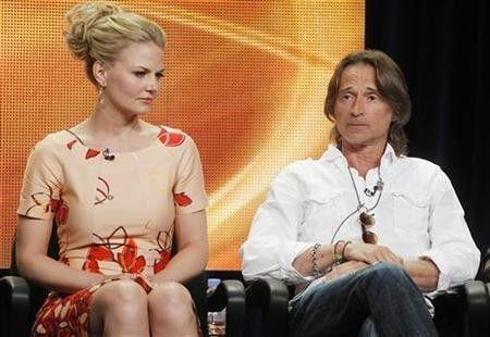 Actress Jennifer Morrison and actor Robert Carlyle who plays both Rumplestiltskin and Mr. Gold, on the new series ''Once Upon A Time'' speak during a panel session at the ABC Summer TCA Press Tour in Beverly Hills , California