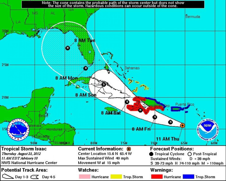 Tropical Storm Isaac Path 2012