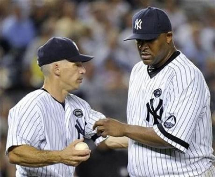 New York Yankees manager Joe Girardi and starting pitcher CC Sabathia