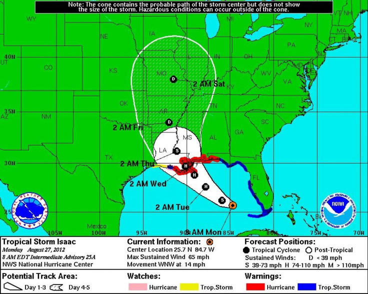 Tropical Storm Isaac Path