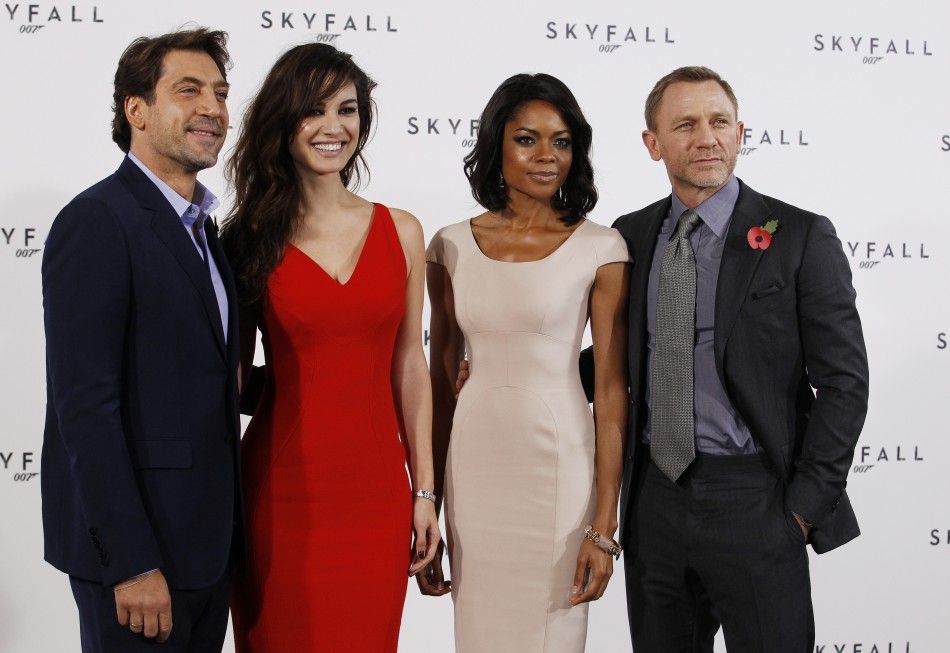 Cast Javier Bardem, Berenice Marlohe, Daniel Craig and Naomie Harris pose during a photocall to launch the start of production of the new James Bond film quotSkyFallquot at a restaurant in London