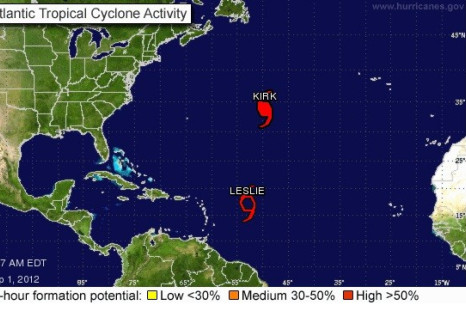 Tropical Storm Leslie and Hurricane Kirk