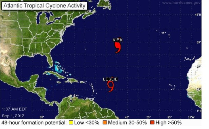 Tropical Storm Leslie and Hurricane Kirk