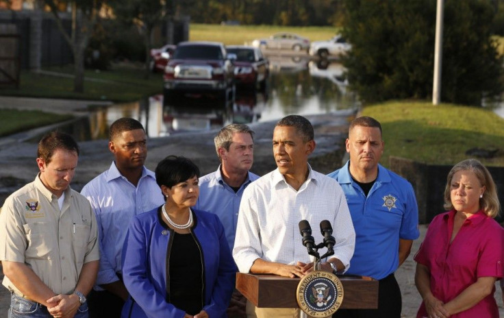 U.S. President Barack Obama tours Hurricane Isaac damage and recovery while in Louisiana