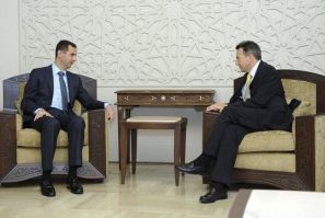Bashar al-Assad and ICRC head Peter Maurer