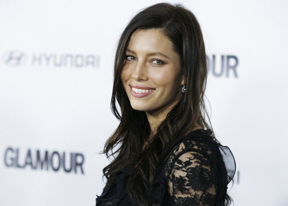 Actress Jessica Biel poses as she arrives for the Glamour Reel Moments event in Los Angeles