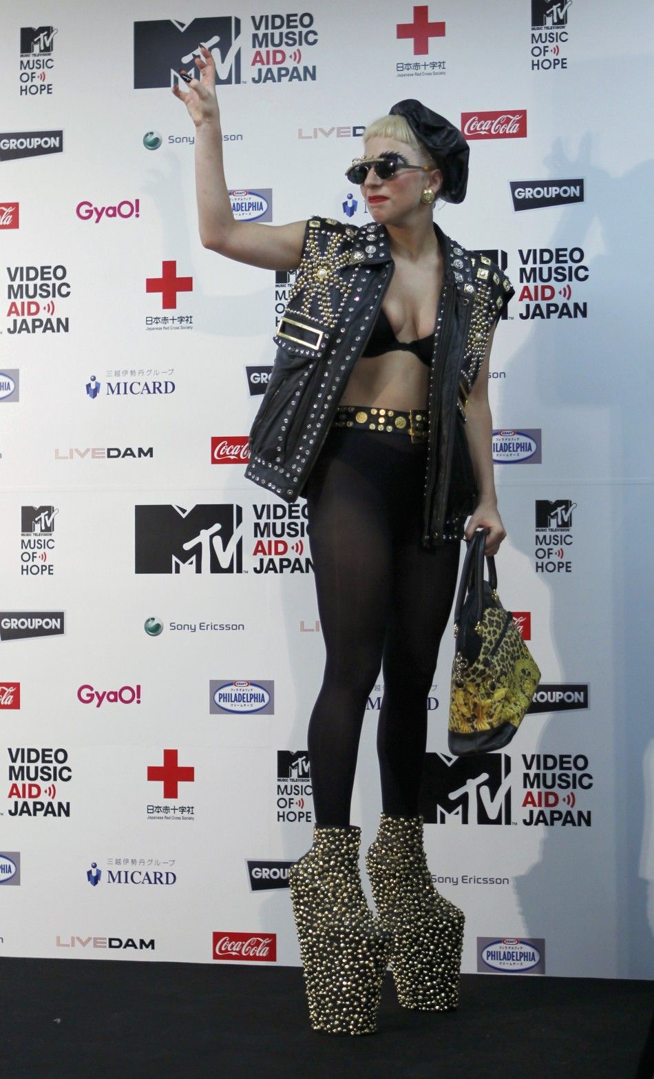 U.S. singer Lady Gaga attends a news conference after performing at the MTV Video Music Aid Japan in China