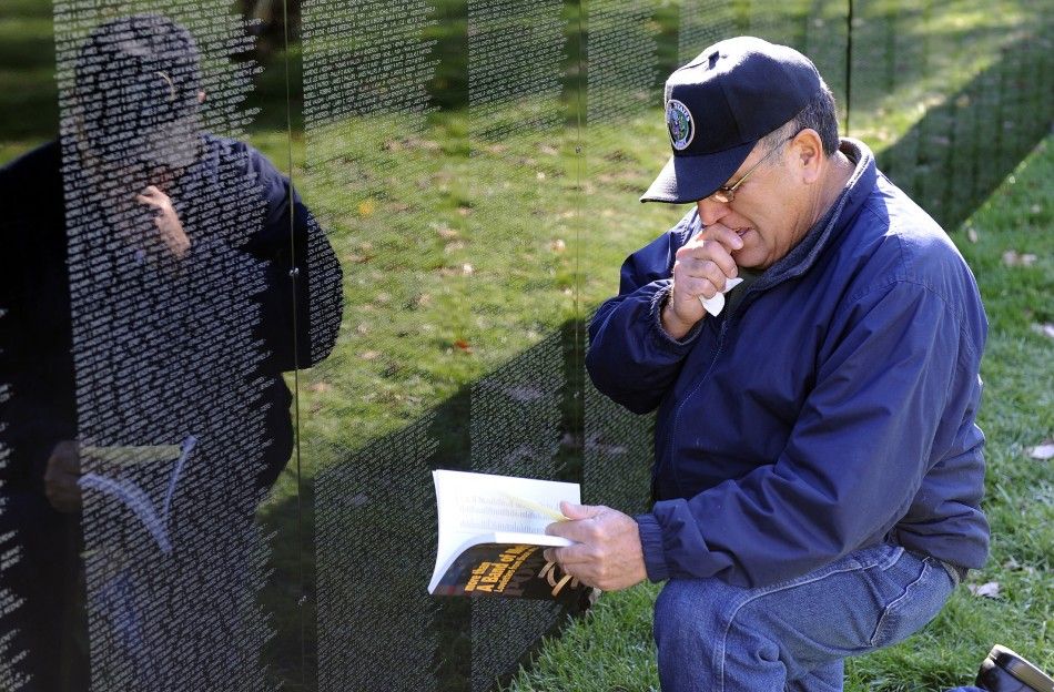 Amos Cortez at the Vietnam Wall.