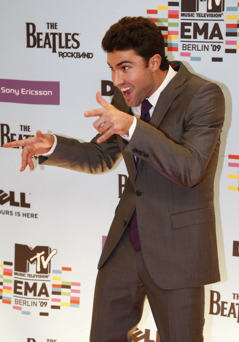 US reality TV actor Brody Jenner pose the red carpet before the MTV Europe Awards ceremony in Berlin