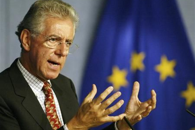 File photo of former European Commissioner Mario Monti during a news conference in Brussels