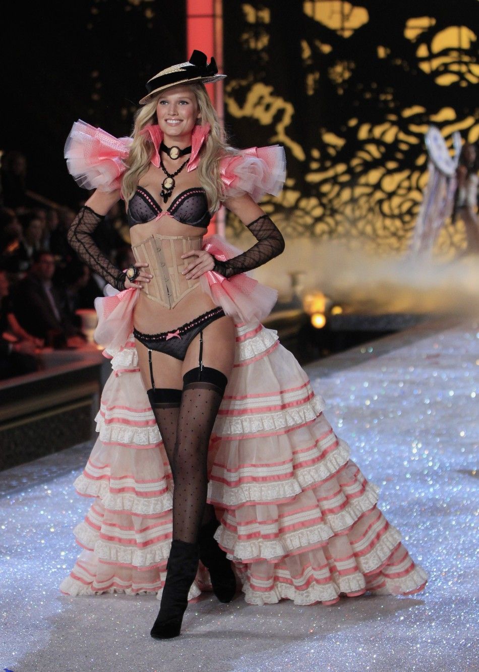 Victorias Secret model presents lingerie during the Victorias Secret Fashion Show in New York