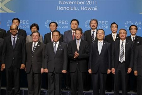 APEC finance ministers pose for a family photo during the APEC Summit in Honolulu