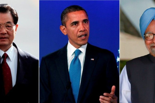Hu Jintao, Barack Obama and Manmohan Singh
