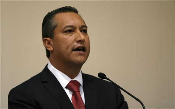 Mexico's Secretary of the Interior Francisco Blake Mora addresses the audience during a news conference in Mexico
