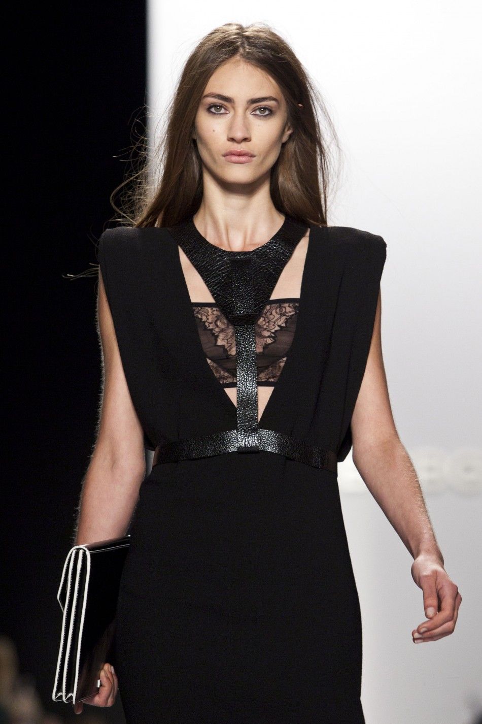 A model presents a creation from the BCBGMAXAZRIA Spring 2013 collection during New York Fashion Week on September 6, 2012. 