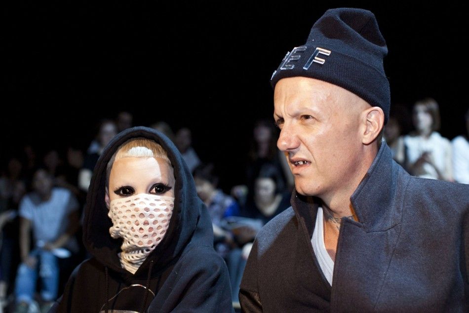 South African rap duo Die Antwoord attend the Alexander Wang SpringSummer 2013 collection during New York Fashion Week, September 8, 2012.
