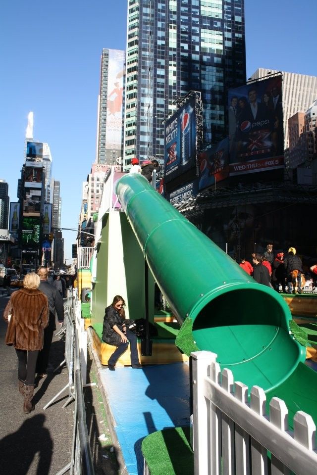 A green slide stood in for a warp pipe.