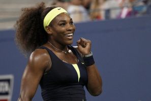 Serena Williams of the U.S. celebrates after defeating Ana Ivanovic of Serbia during their women&#039;s quarter-final match at the US Open tennis tournament in New York