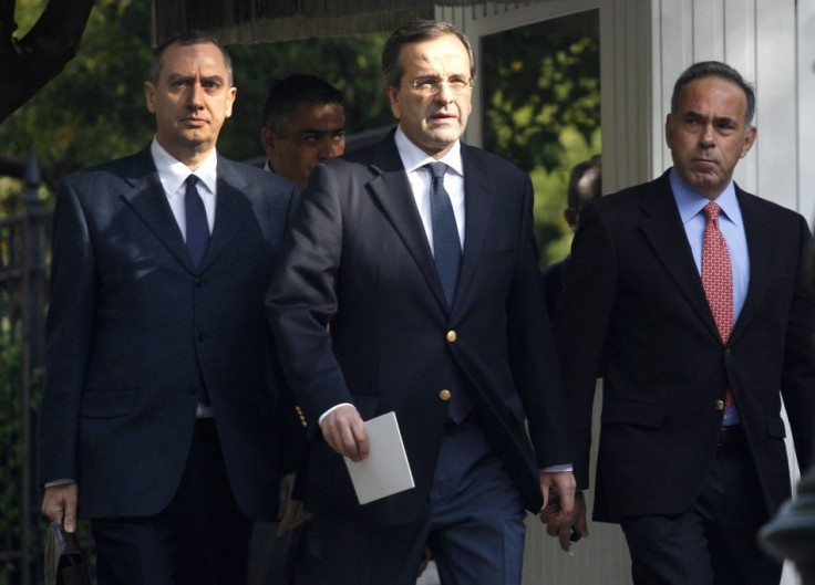 Conservative party leader Samaras arrives at Presidential palace in Athens