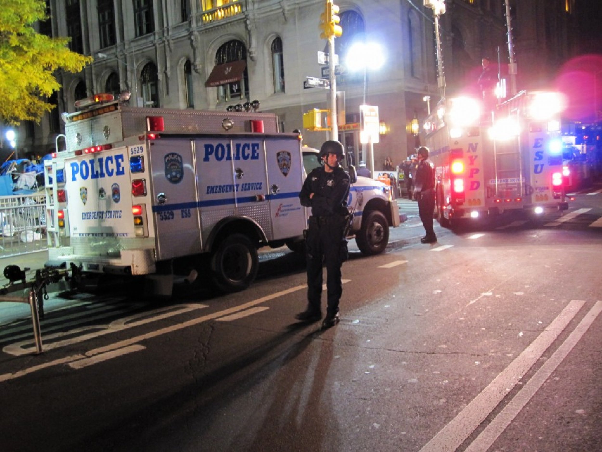 Police Cars Gather at Occupy Wall Street Camp