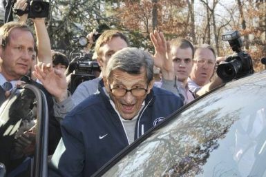 Joe Paterno getting out of car
