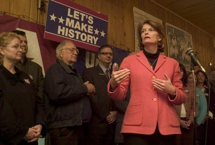 Sen. Lisa Murkowski speaks at a campaign rally in October.