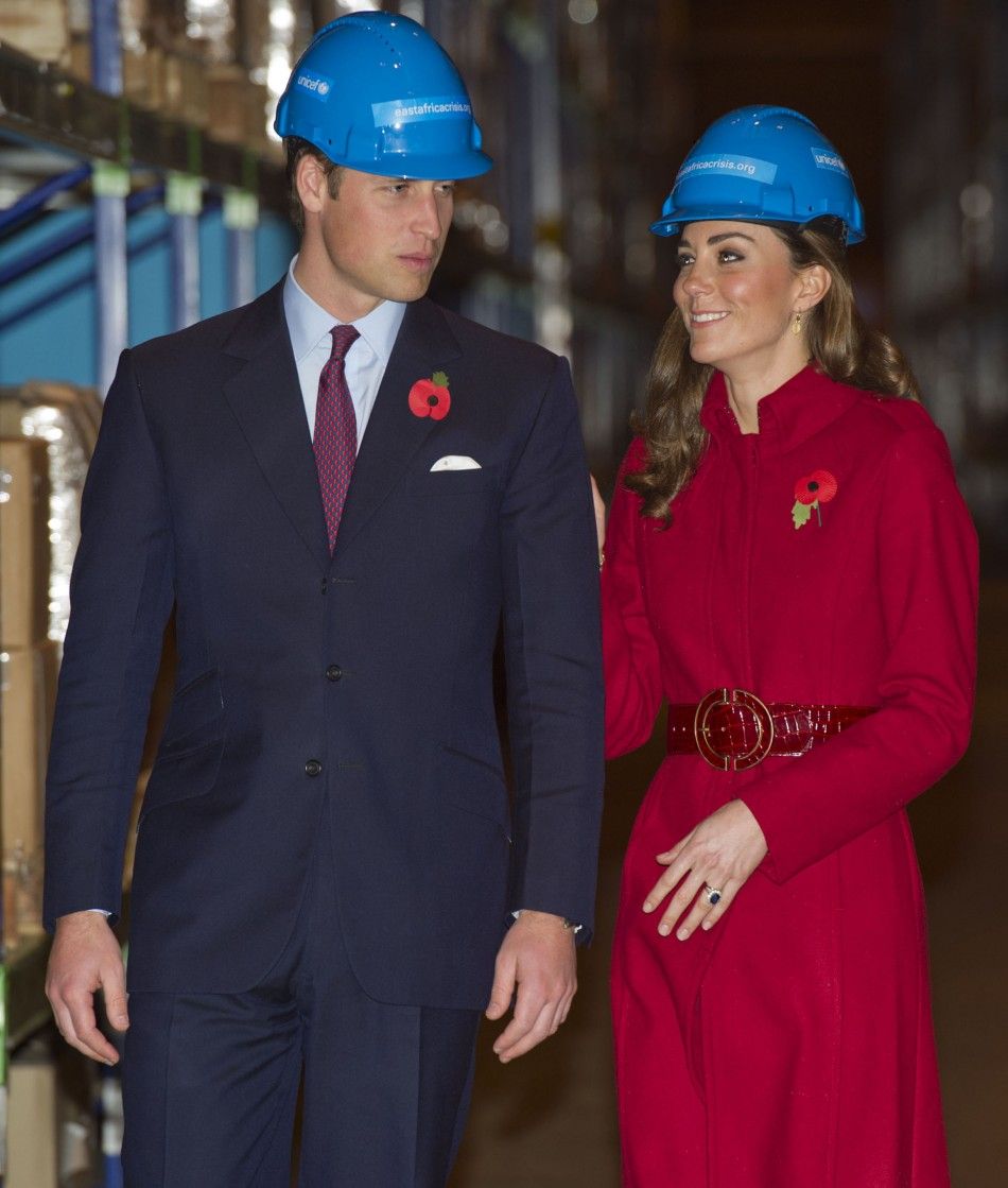 Britains Prince William and Catherine, Duchess of Cambridge visit the UNICEF emergency supply centre in Copenhagen
