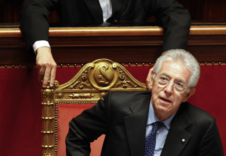 Italian Prime Minister Monti attends a vote of confidence at the Senate in Rome